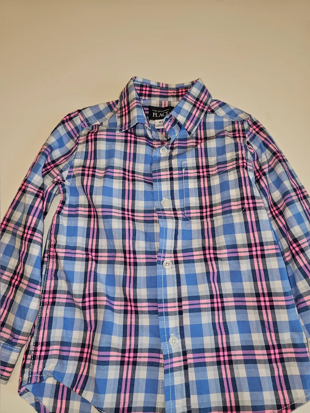 EUC | 4T | The Children’s Place Blue Pink Plaid Button Front Shirt